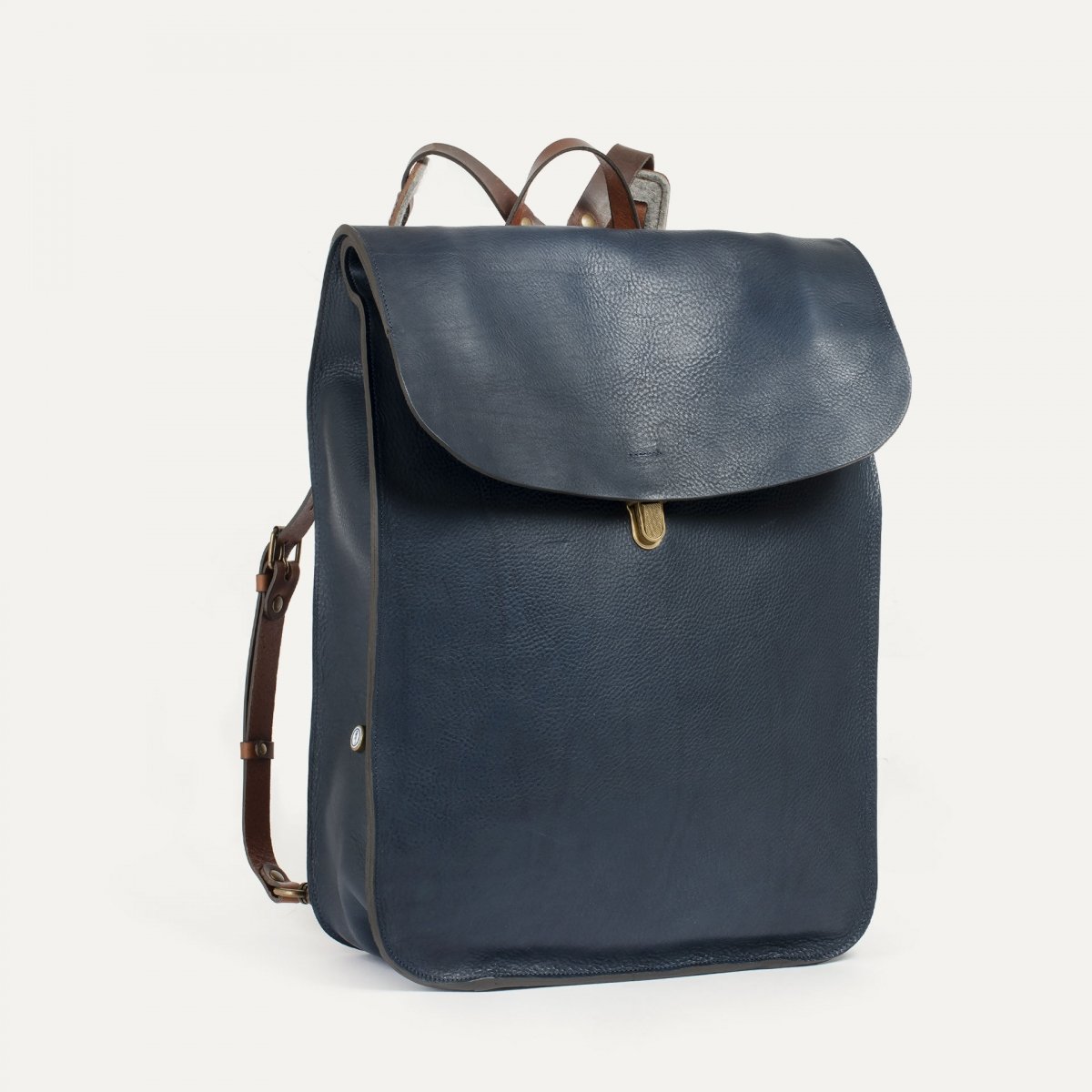 navy leather backpack womens