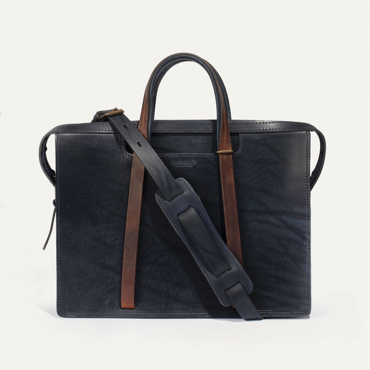 blue leather briefcase
