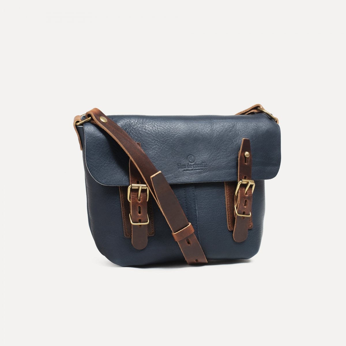 Louis Satchel bag - Navy Blue - Leather Crossbody, Messenger bag - Made in  France