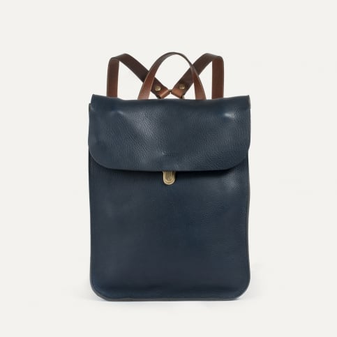 Puncho leather backpack - Navy Blue