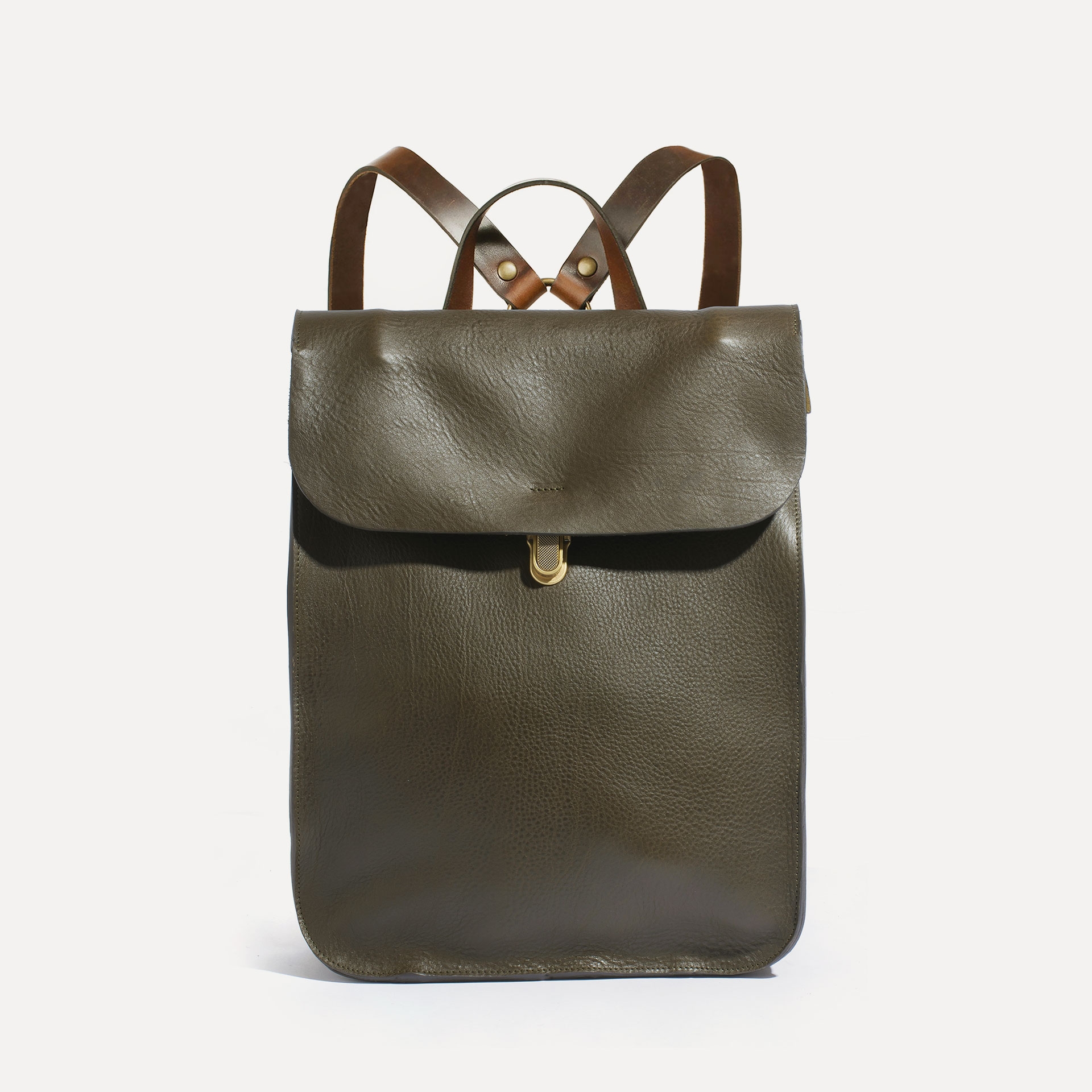 Puncho leather backpack - Khaki / E Pure (image n°1)