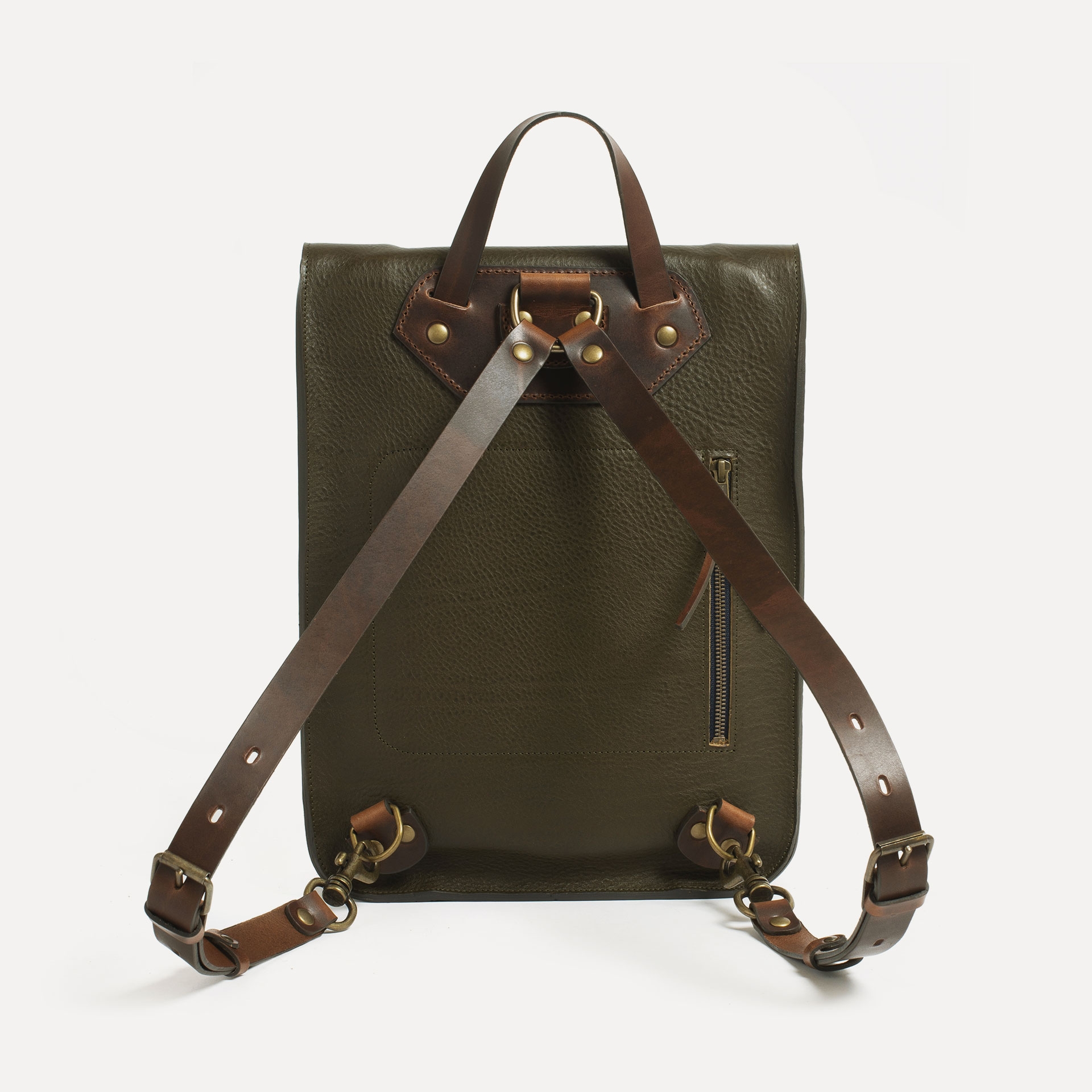 Puncho leather backpack - Khaki / E Pure (image n°2)