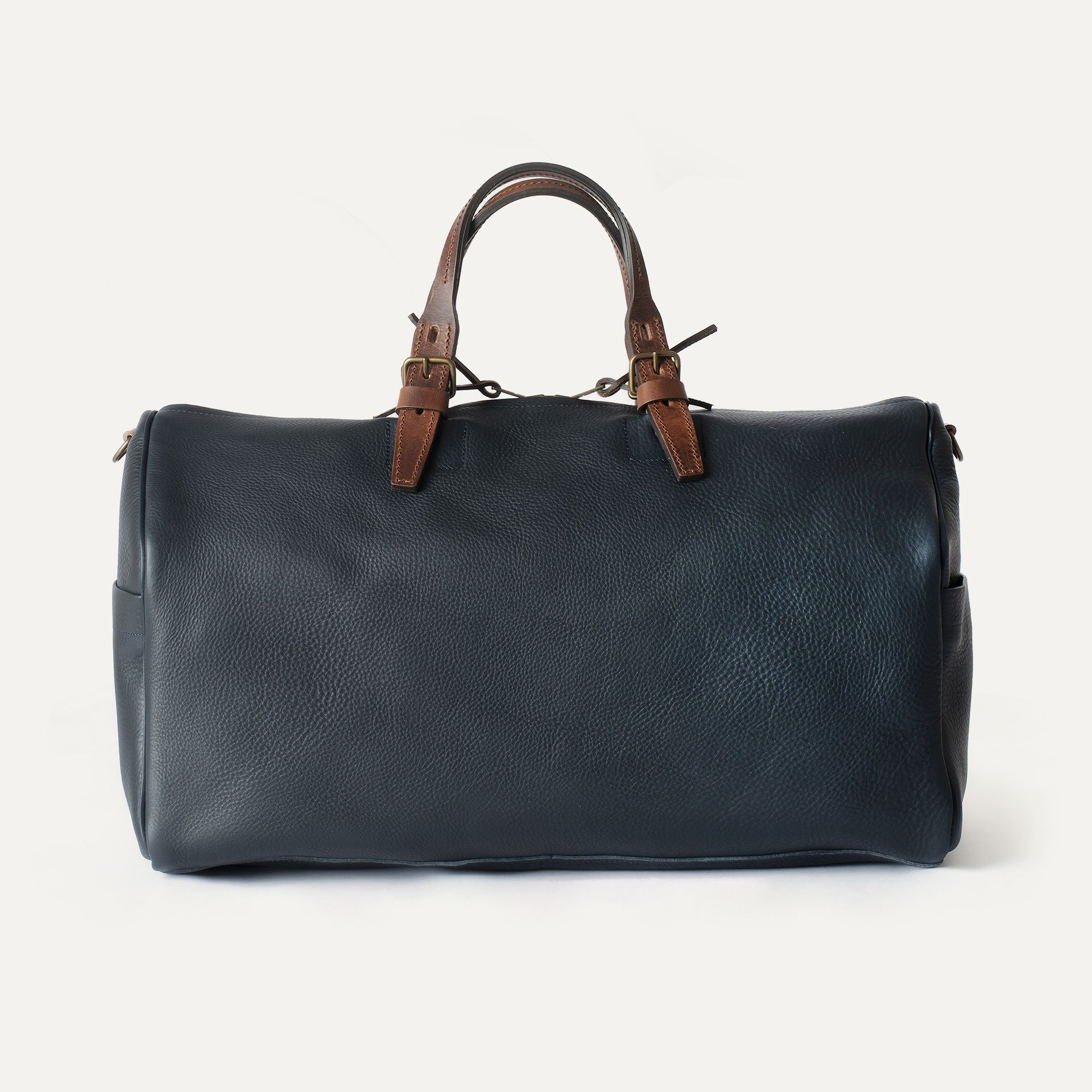 Leather Duffle Bag HOBO Navy Blue I Travel bag for Men I Made in France