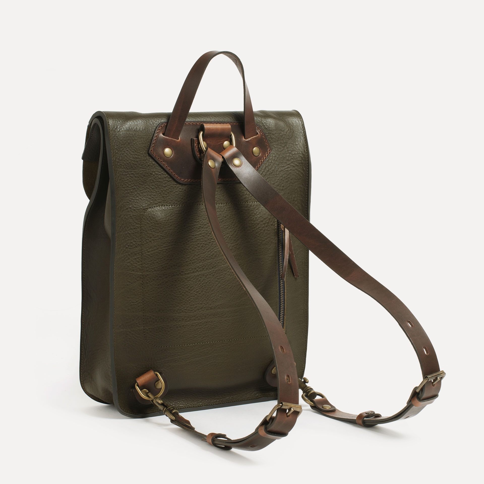 Puncho leather backpack - Khaki / E Pure (image n°3)