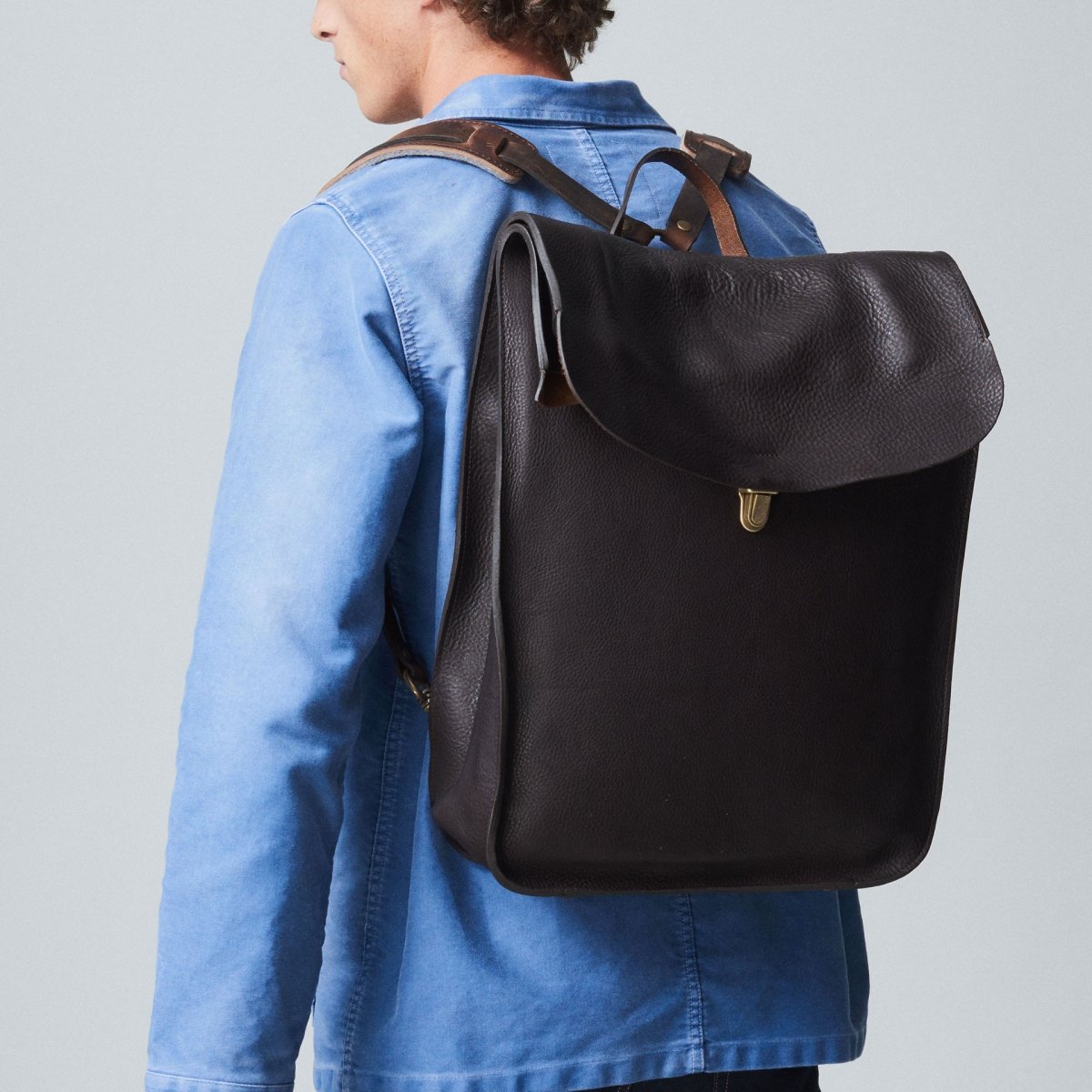 Bleu de Chauffe - after Arlo Khaki green leather backpack _ - Shop