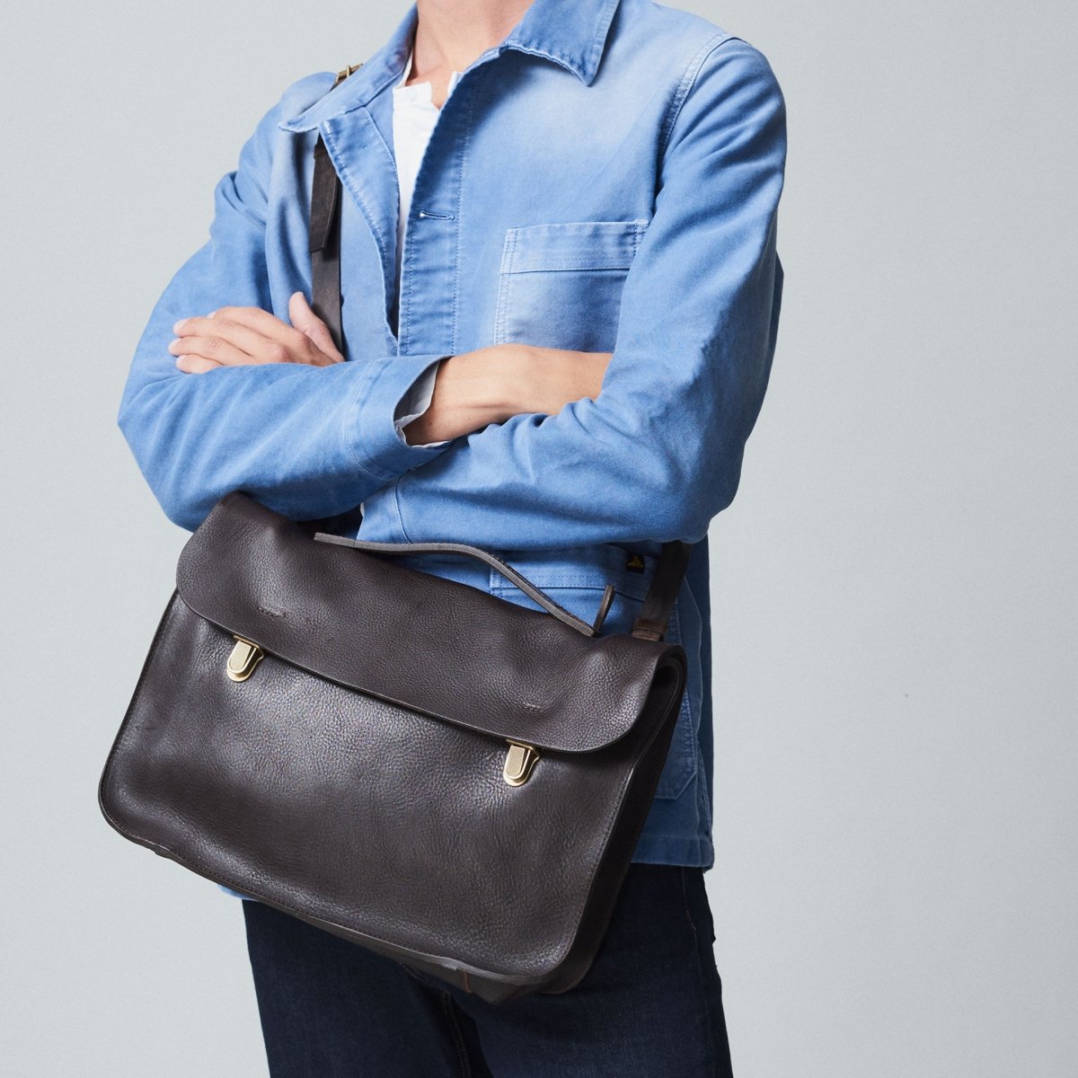 Groucho Leather Satchel - Peat / E Pure (image n°7)