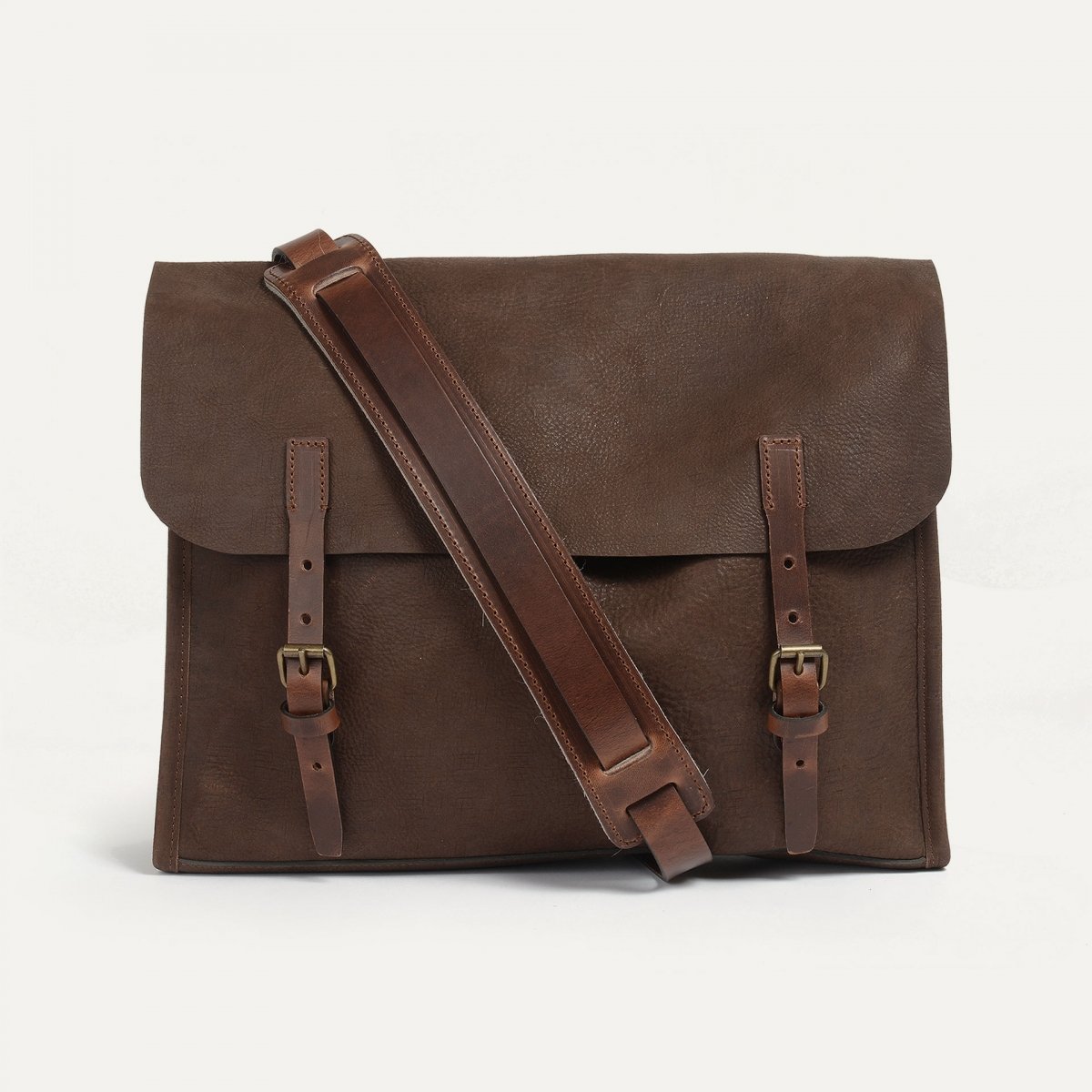 'Telegram' Postman bag  - Coffee / Waxed Leather (image n°1)