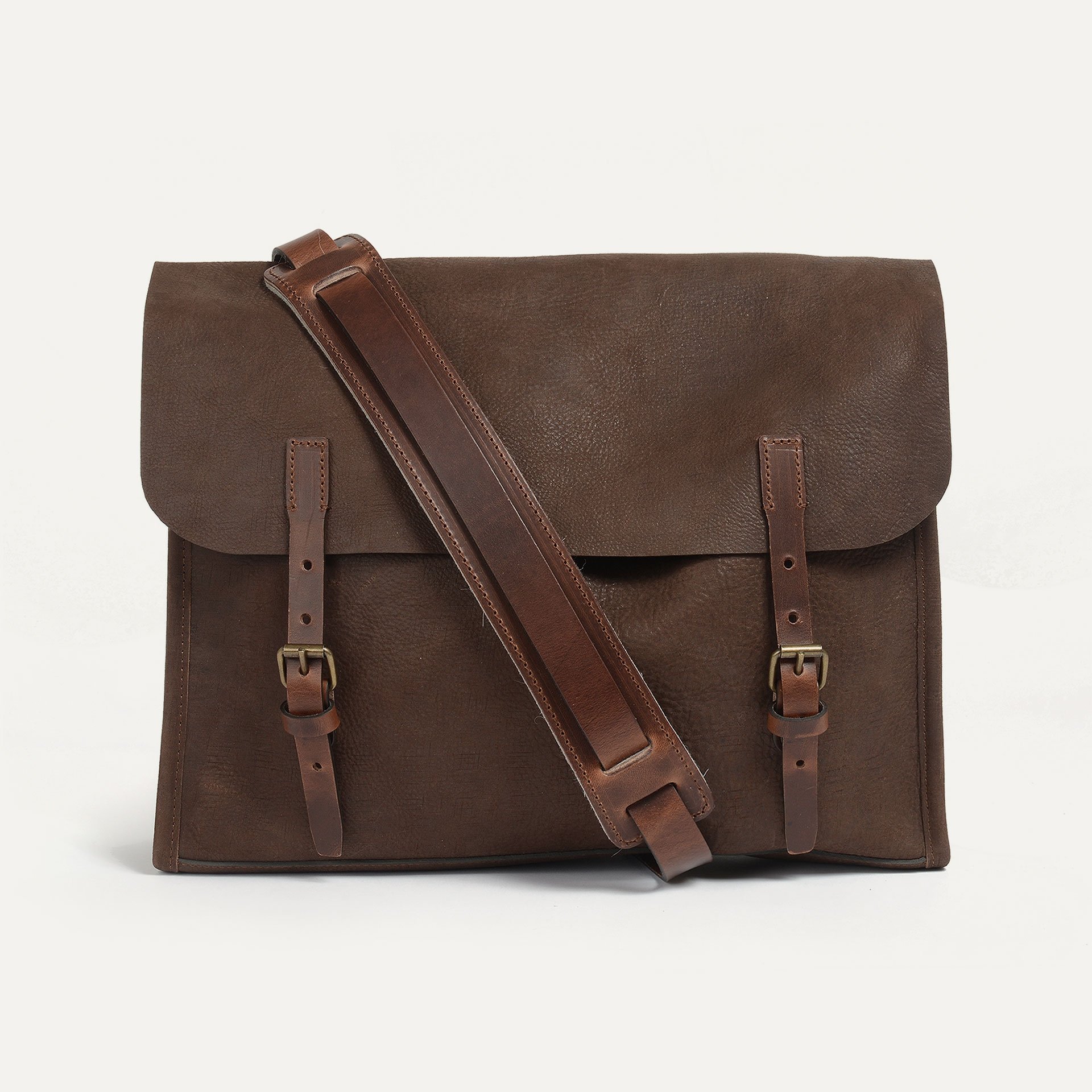 'Telegram' Postman bag  - Coffee / Waxed Leather (image n°1)