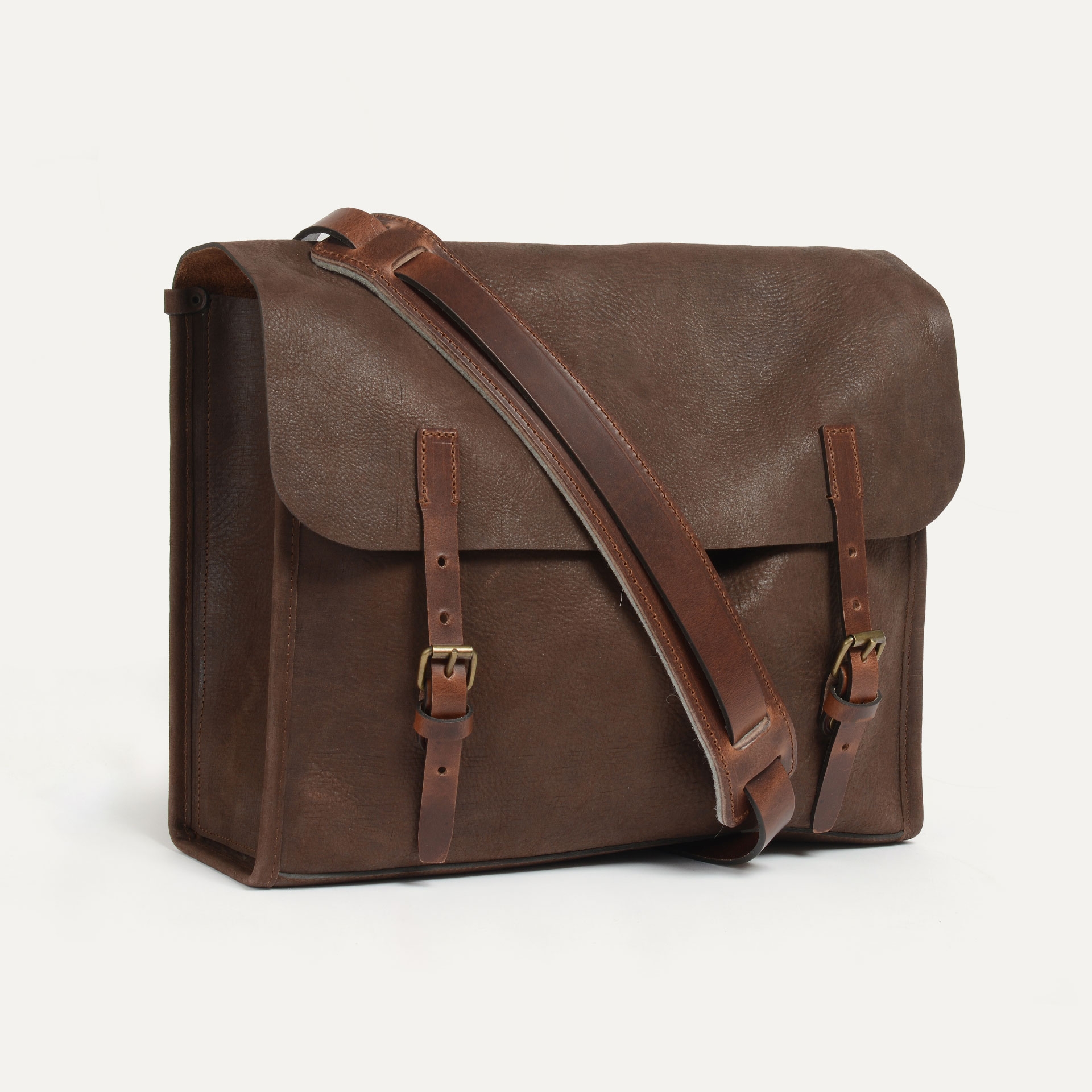'Telegram' Postman bag  - Coffee / Waxed Leather (image n°2)