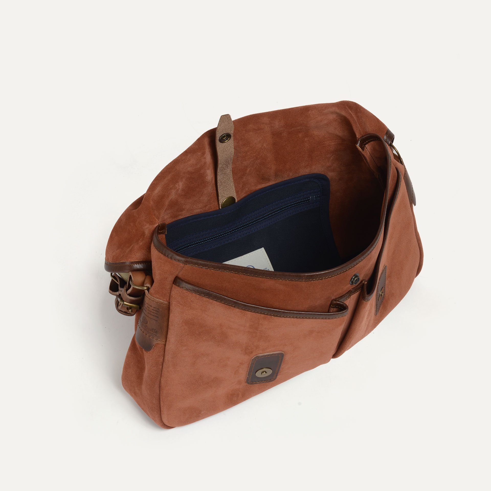 Musette du Pêcheur M  / Cuir Velours - Rust (image n°4)