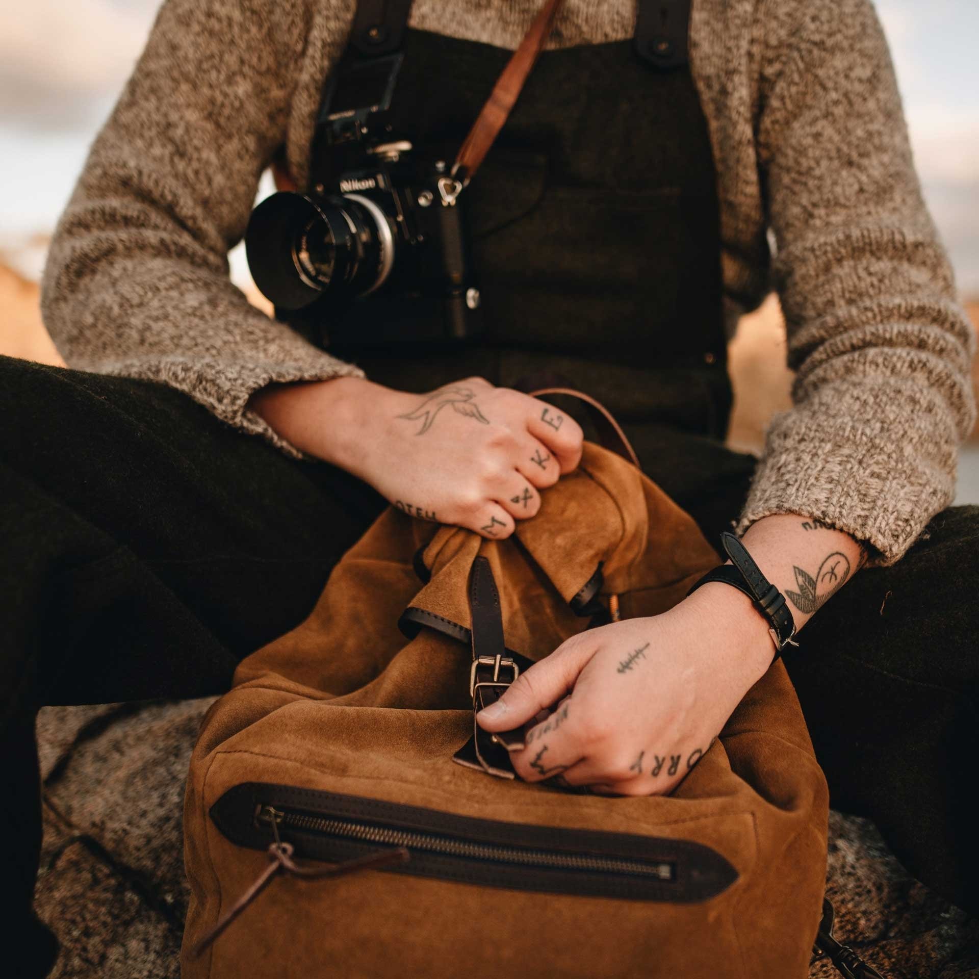 CAMP suede backpack by Bleu de Chauffe — Calame Palma