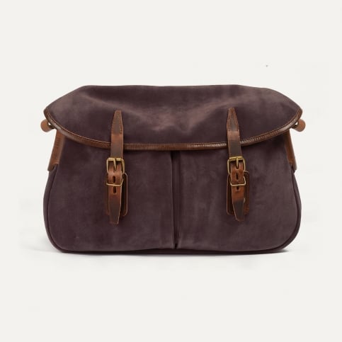 Musette du Pêcheur M  / Cuir Velours - Bourgogne