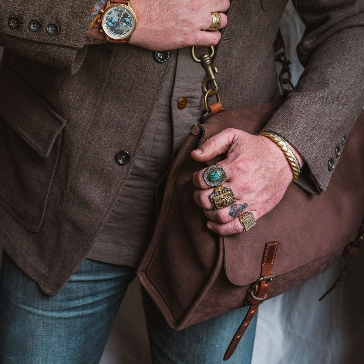 'Telegram' Postman bag  - Coffee / Waxed Leather (image n°9)