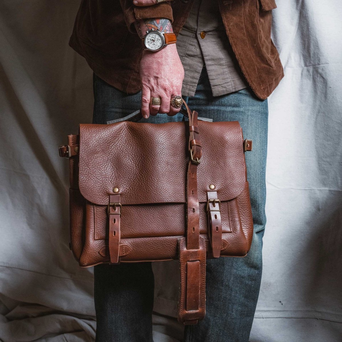 Postman bag Eclair M - Cuba Libre - Leather messenger bag - Made in France