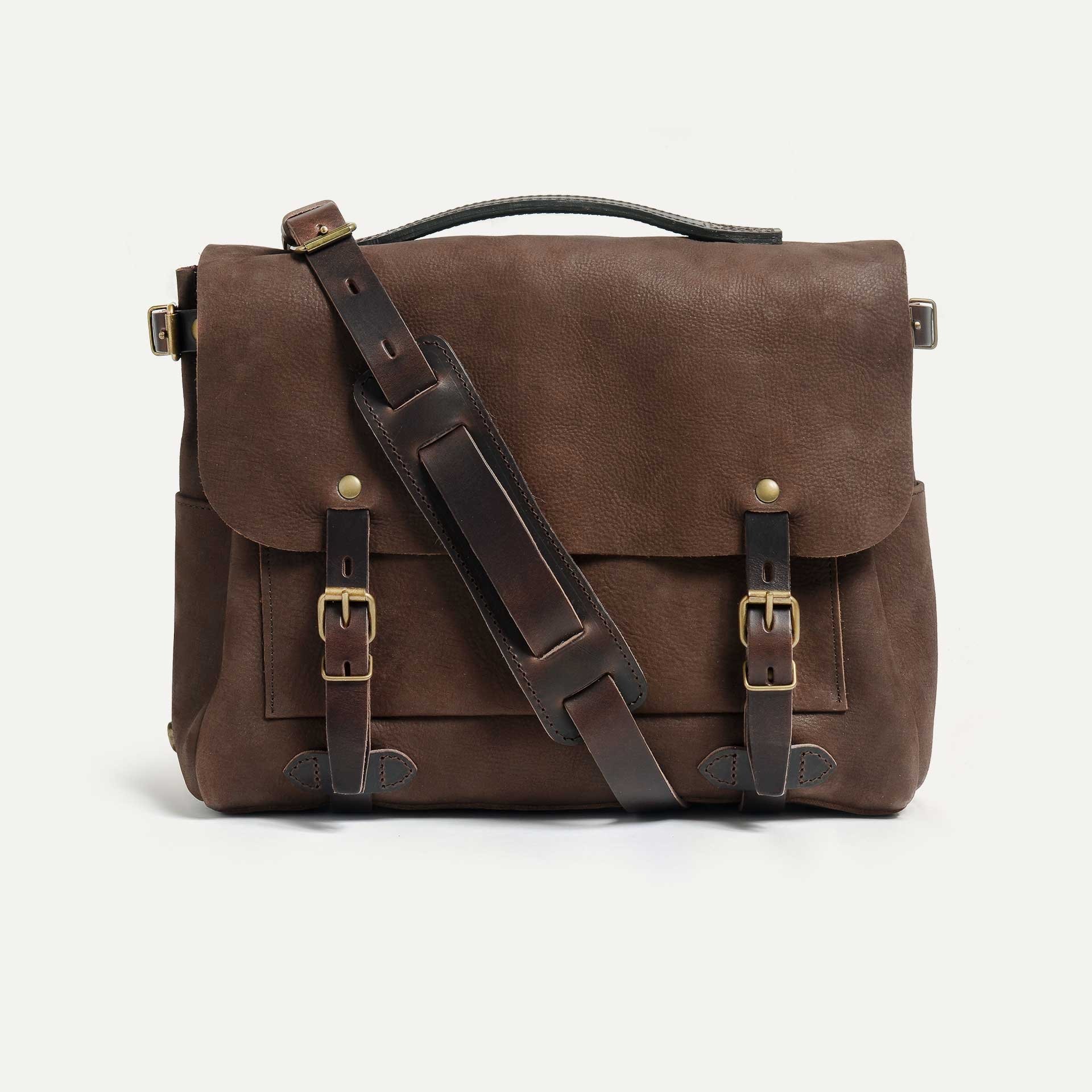 Postman bag Eclair M - Coffee / Waxed Leather (image n°1)