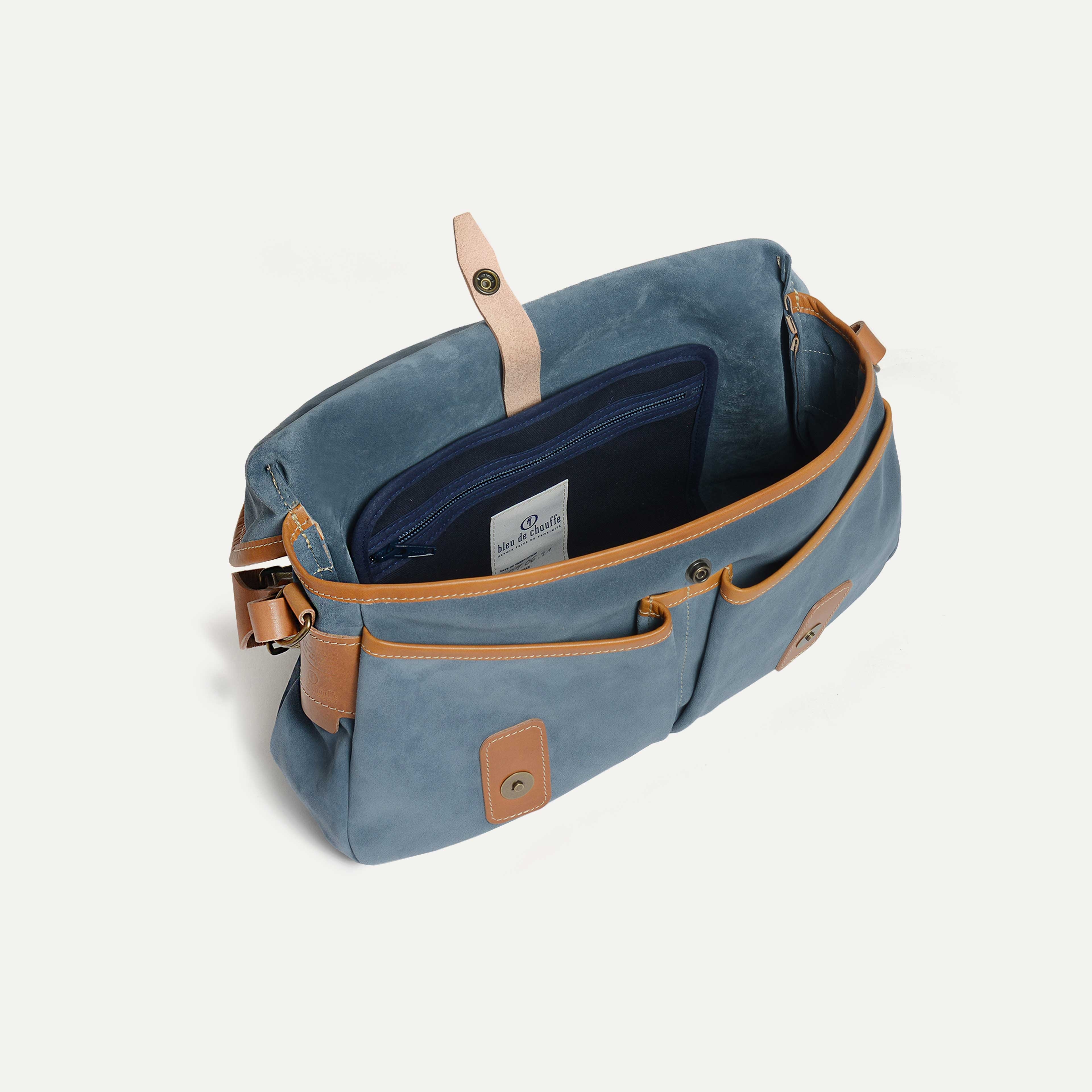 Musette du Pêcheur S / Cuir Velours - Jeans (image n°4)