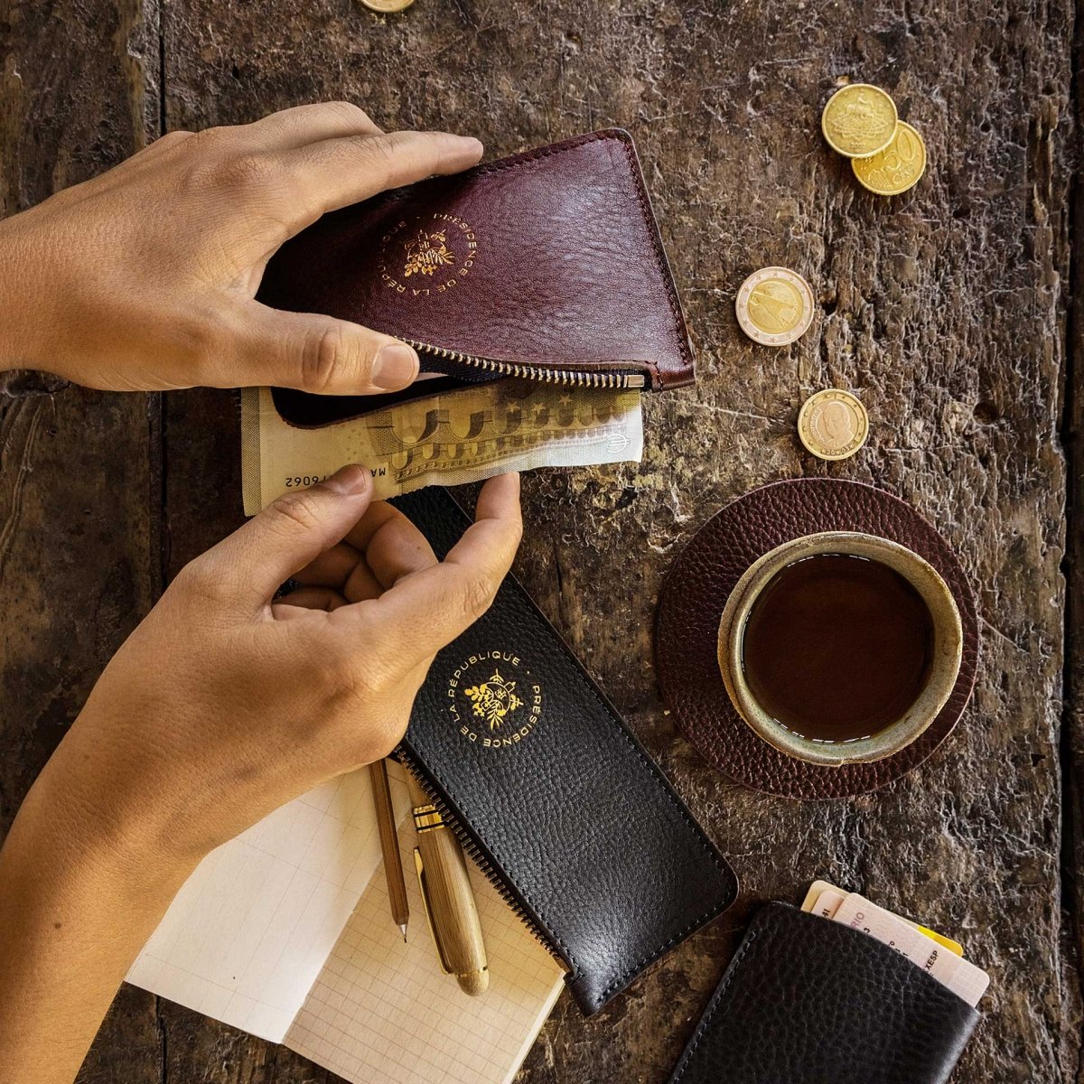 JUGURTHA coin purse - Bleu de Chauffe x Élysée / Natural (image n°5)