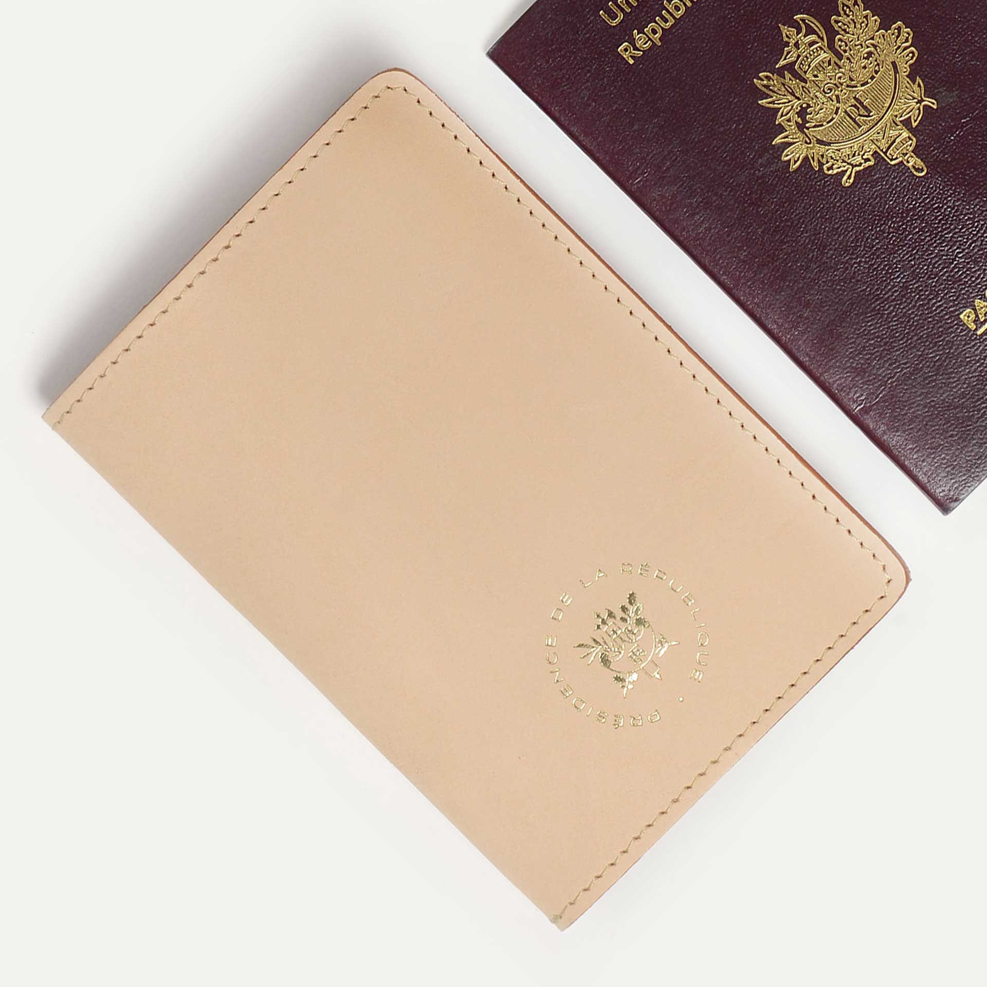 Porte passeport SAMBA - Bleu de Chauffe x Élysée / Naturel (image n°3)
