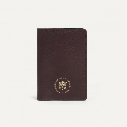 Porte passeport SAMBA - Bleu de Chauffe x Élysée / Tourbe Rouge