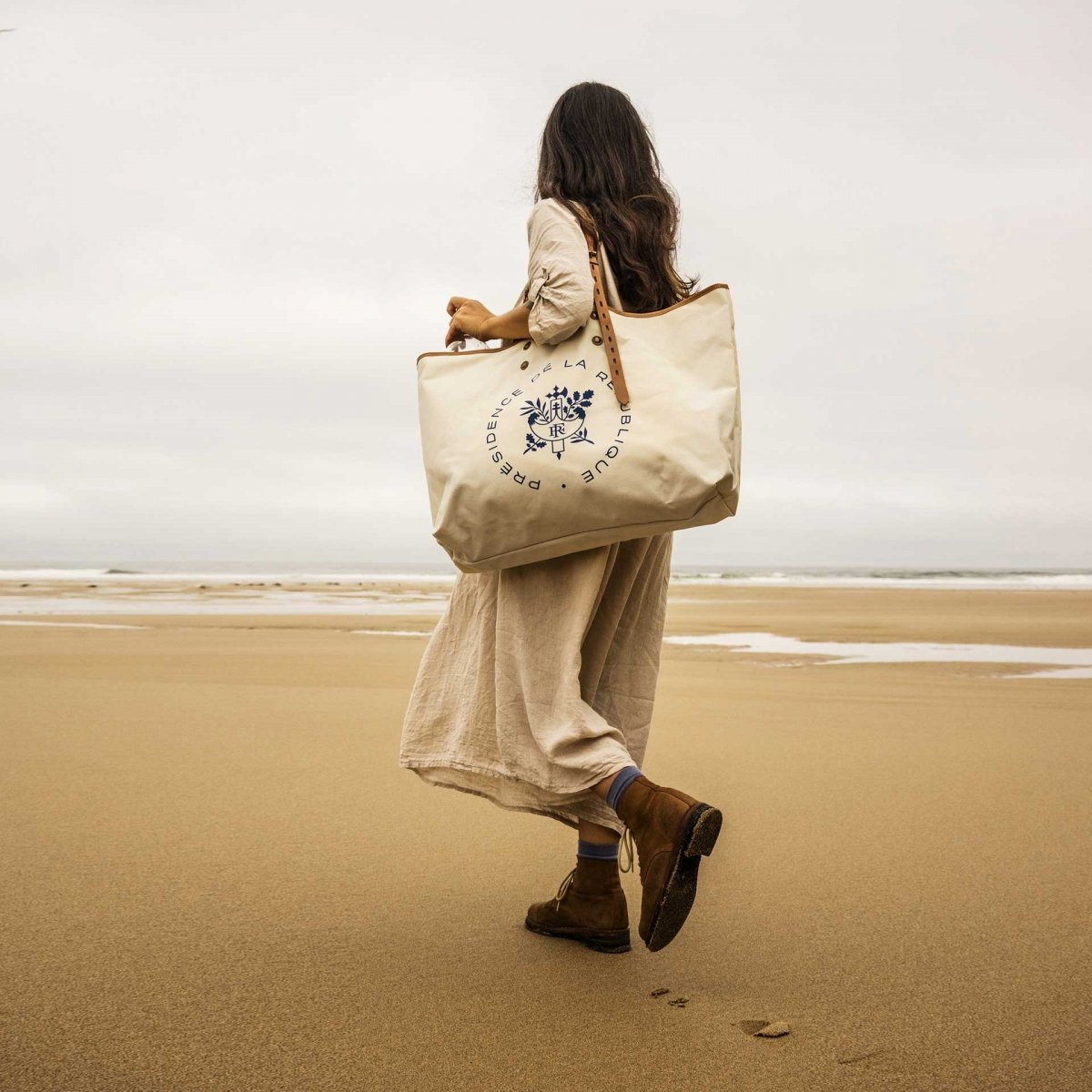 CLARA tote shopping bag - Bleu de Chauffe x Élysée / Ecru (image n°8)