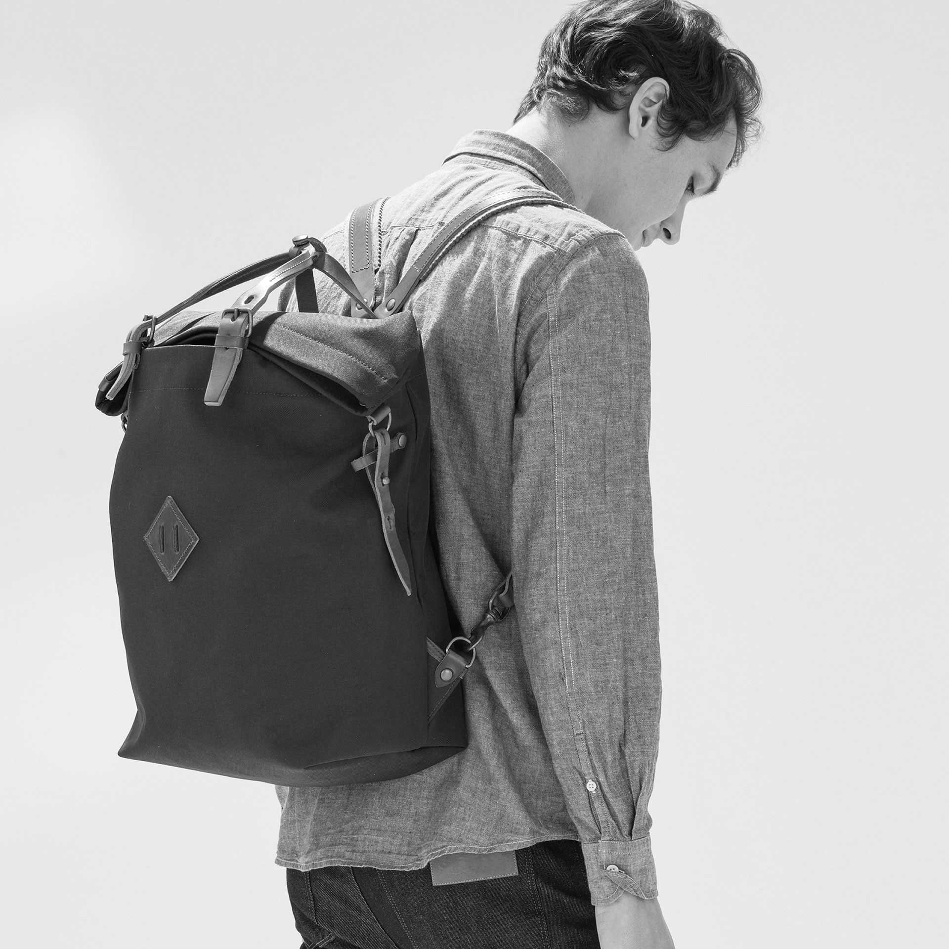 Woody Leather-Trimmed Cotton-Canvas Backpack