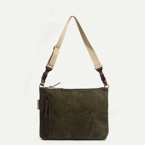 Baskia Messenger Bag - Dark Khaki Stonewashed