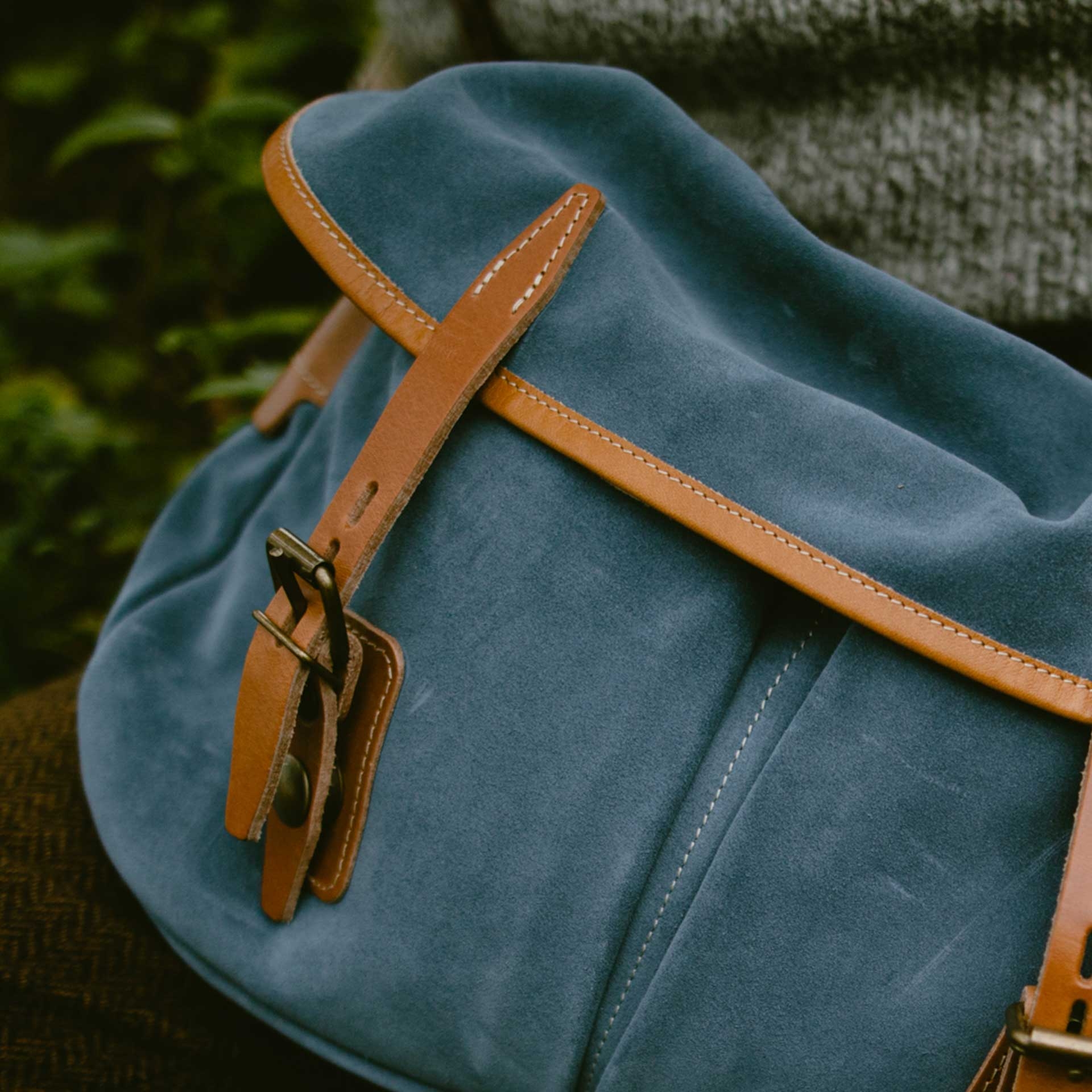 Musette du Pêcheur M / Cuir Velours - Jeans (image n°6)