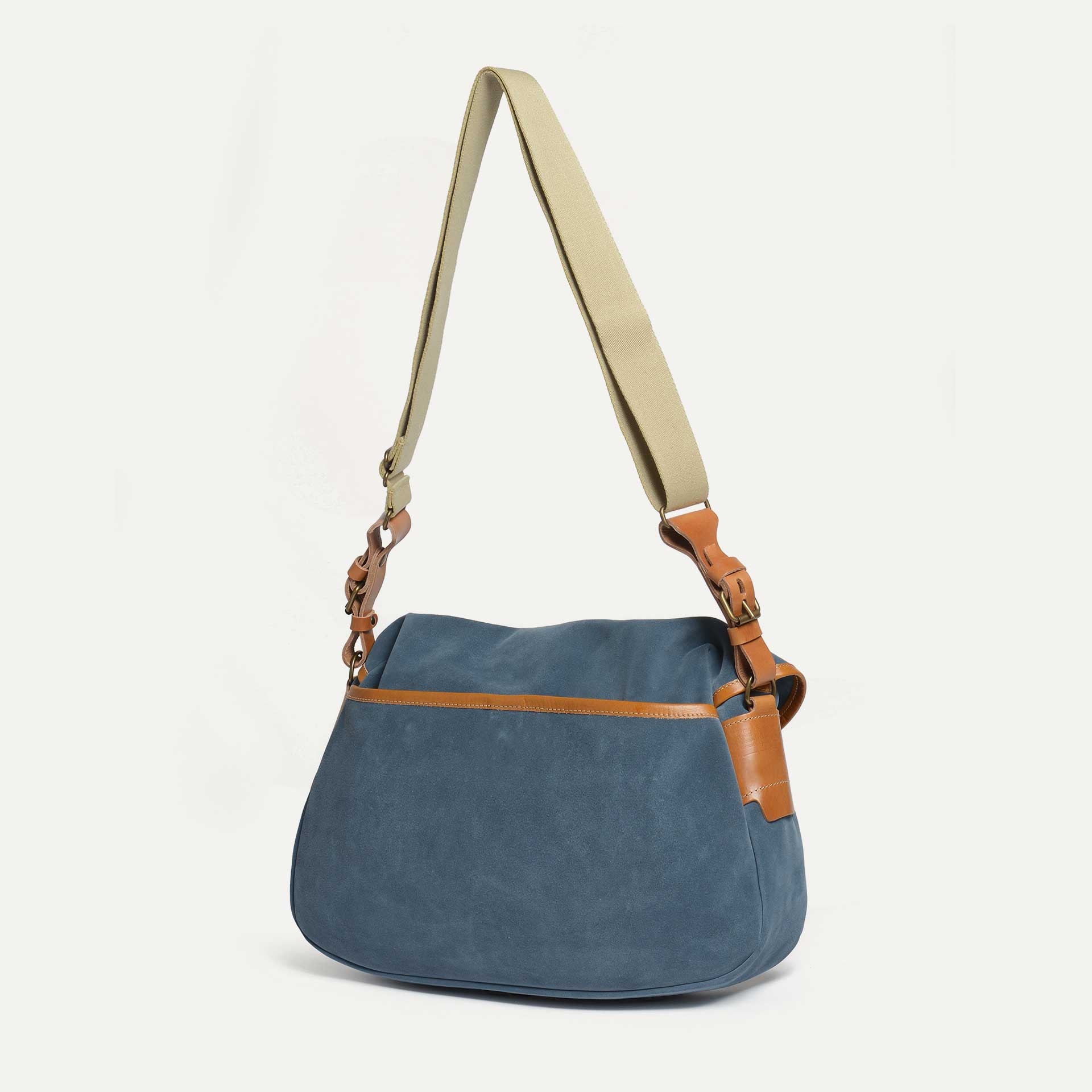 Musette du Pêcheur M / Cuir Velours - Jeans (image n°3)