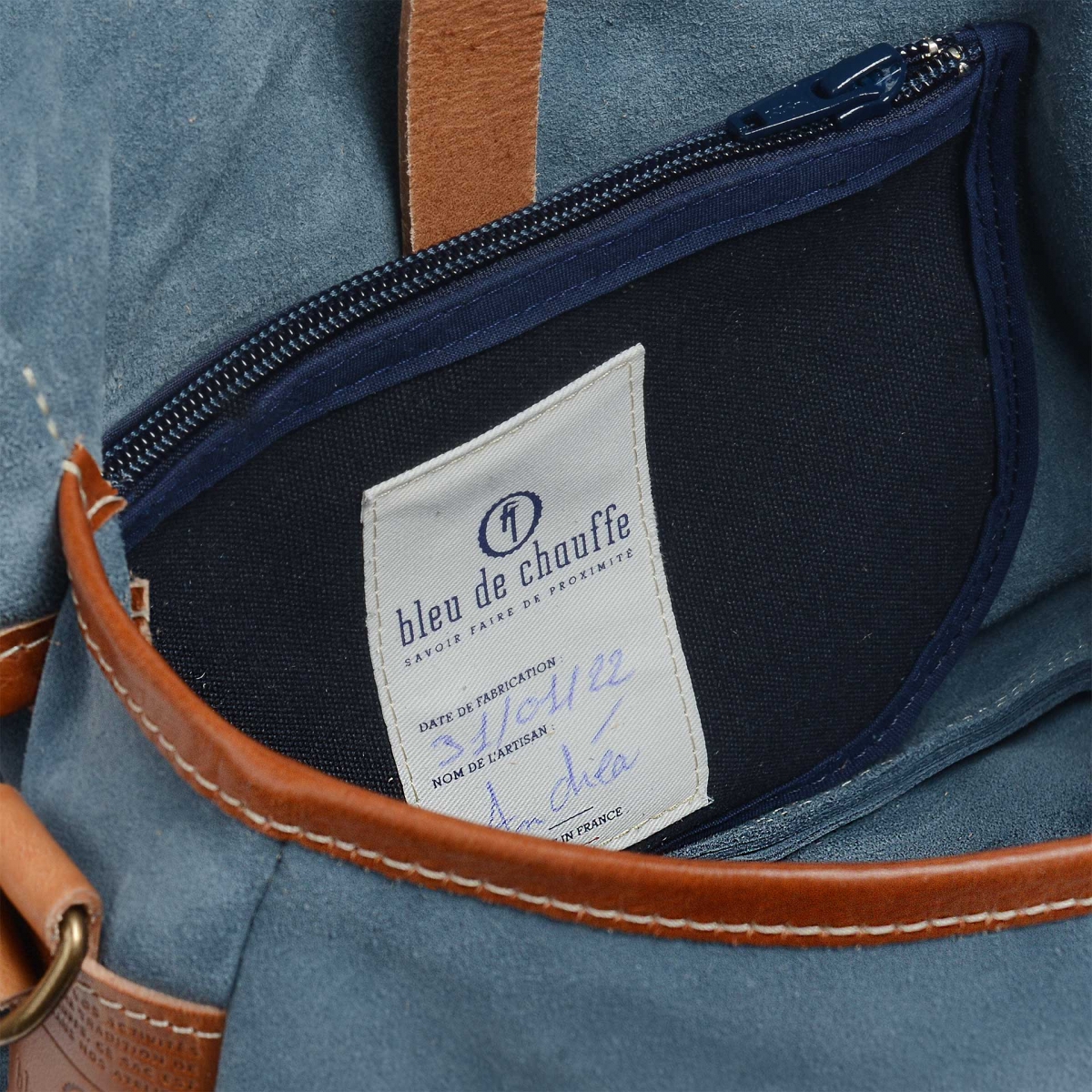 Musette du Pêcheur XS / Cuir Velours - Jeans (image n°5)