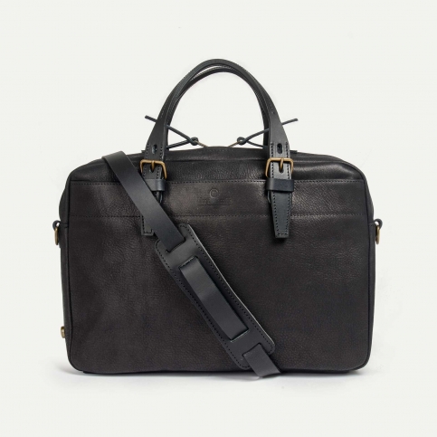 Folder Business bag - Charcoal black / Waxed Leather