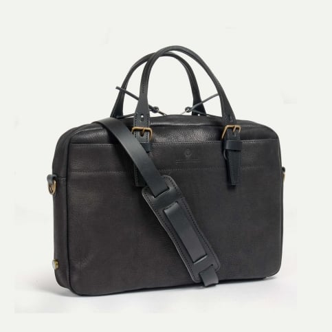 Folder Business bag - Charcoal black / Waxed Leather