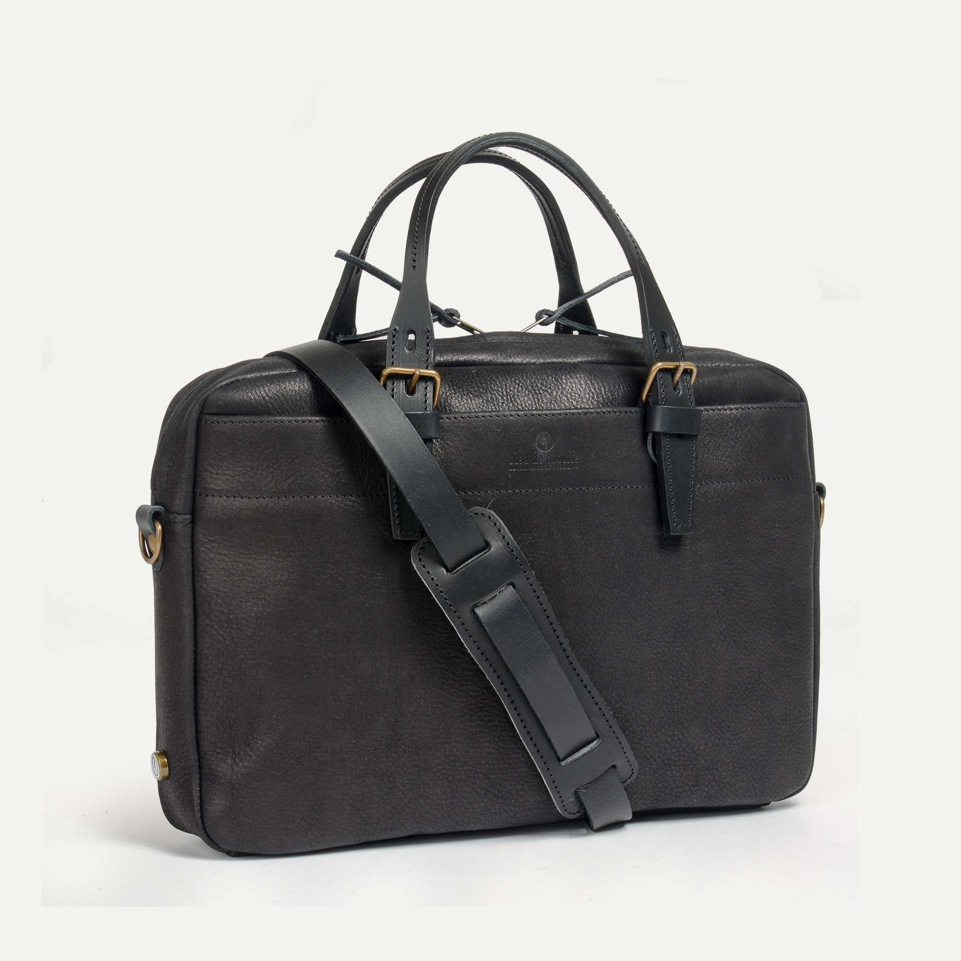 Sac business Folder - Charbon Noir / Cuir Waxé (image n°2)