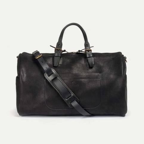 Hobo Travel bag - Charcoal black / Waxed Leather