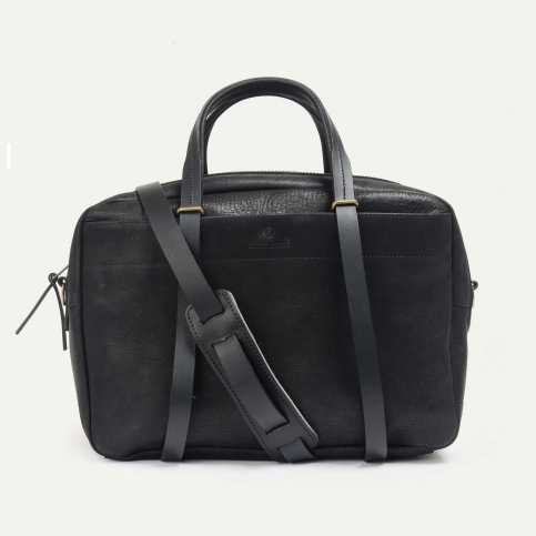 Report Business bag - Charcoal black / Waxed Leather