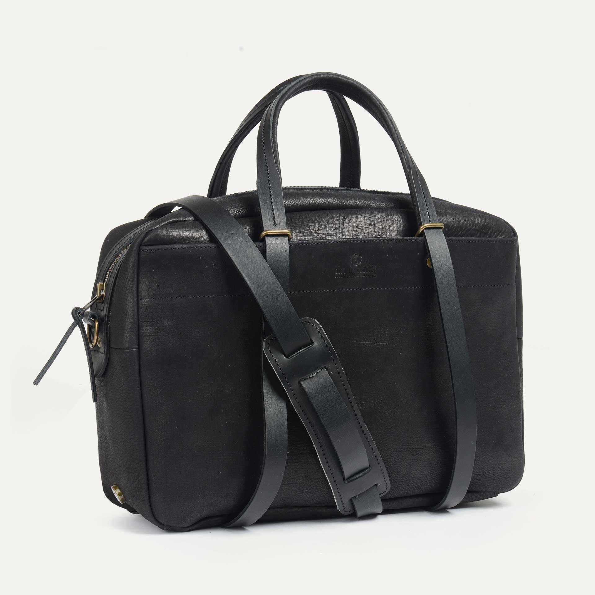 Report Business bag - Charcoal black / Waxed Leather (image n°1)