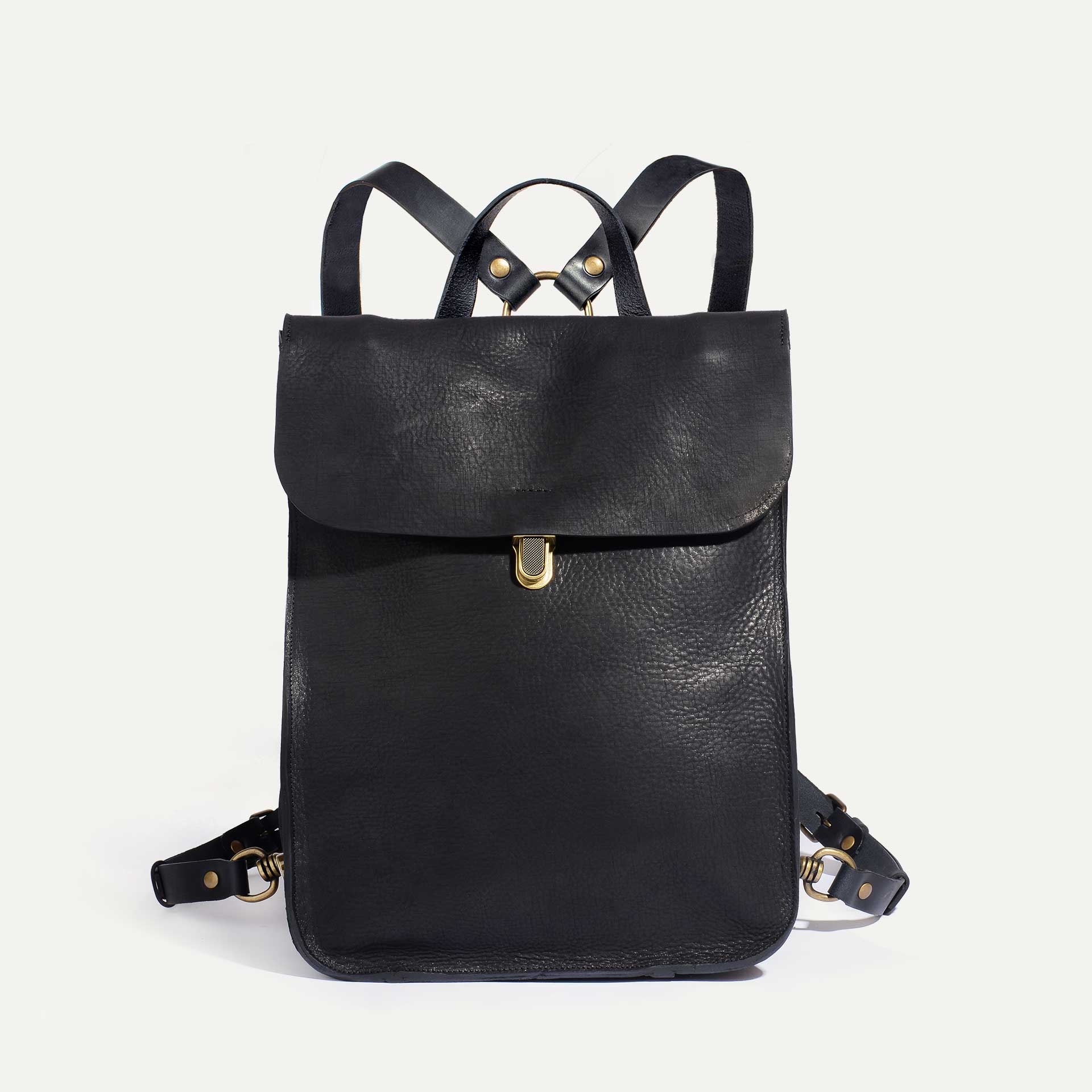 Puncho leather backpack WAX - Charcoal black / Waxed Leather (image n°1)