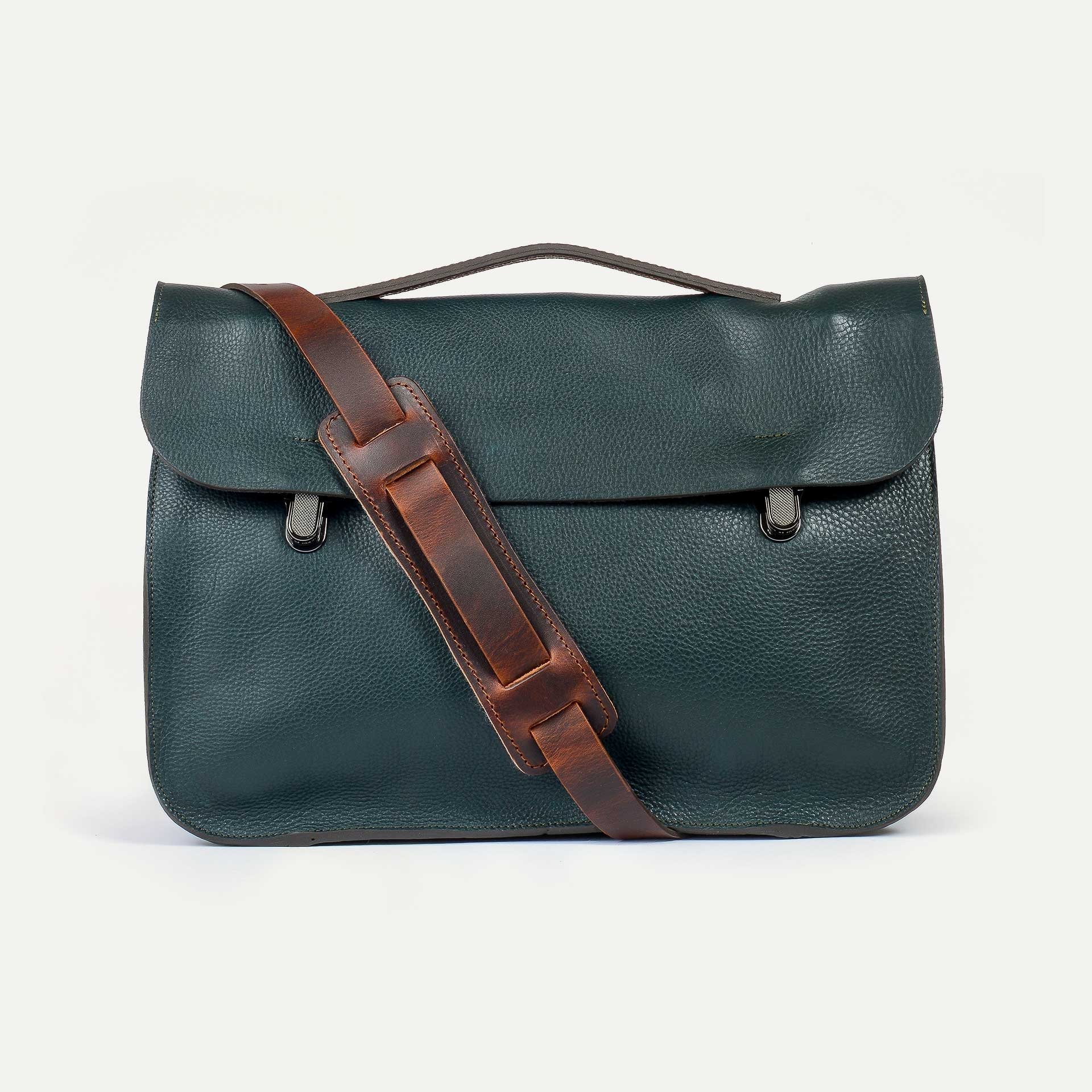 Groucho Leather Satchel - Peacock blue / E Pure (image n°1)
