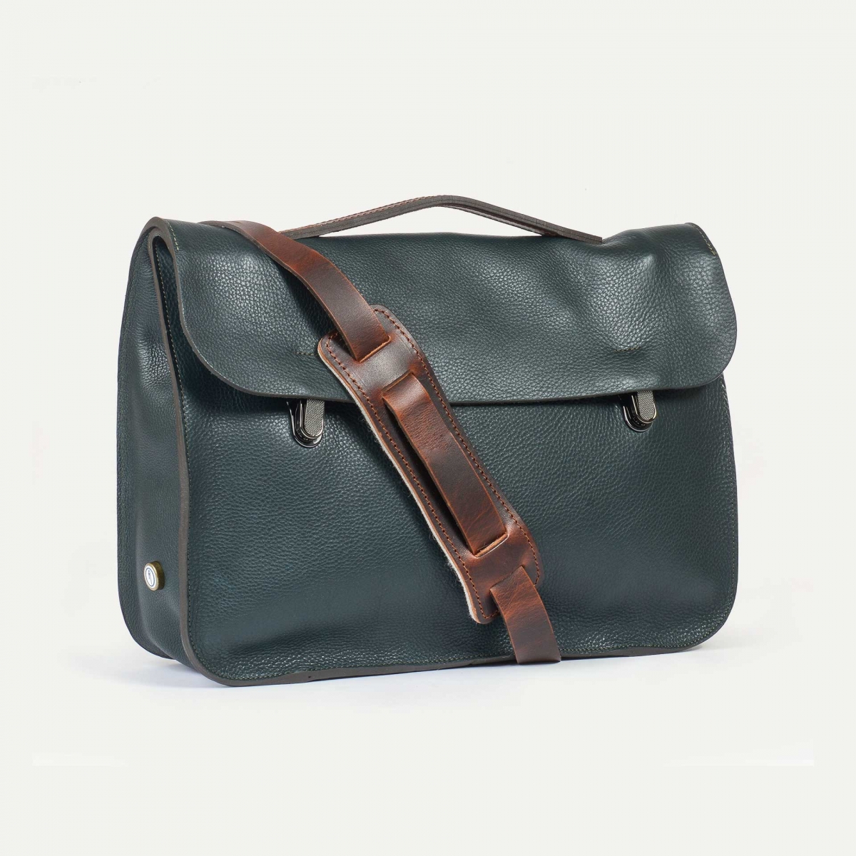 Groucho Leather Satchel - Peacock blue / E Pure (image n°3)