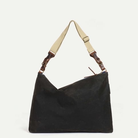 Besace Baston2 - Toile et cuir Olive / HALLEY STEVENSON