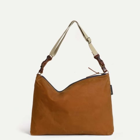 Besace Baston2 - Toile et cuir Cumin / HALLEY STEVENSON