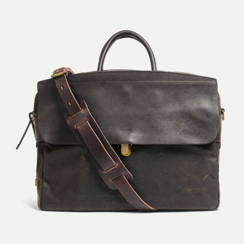 Zeppo Business bag / Canvas and leather - Olive