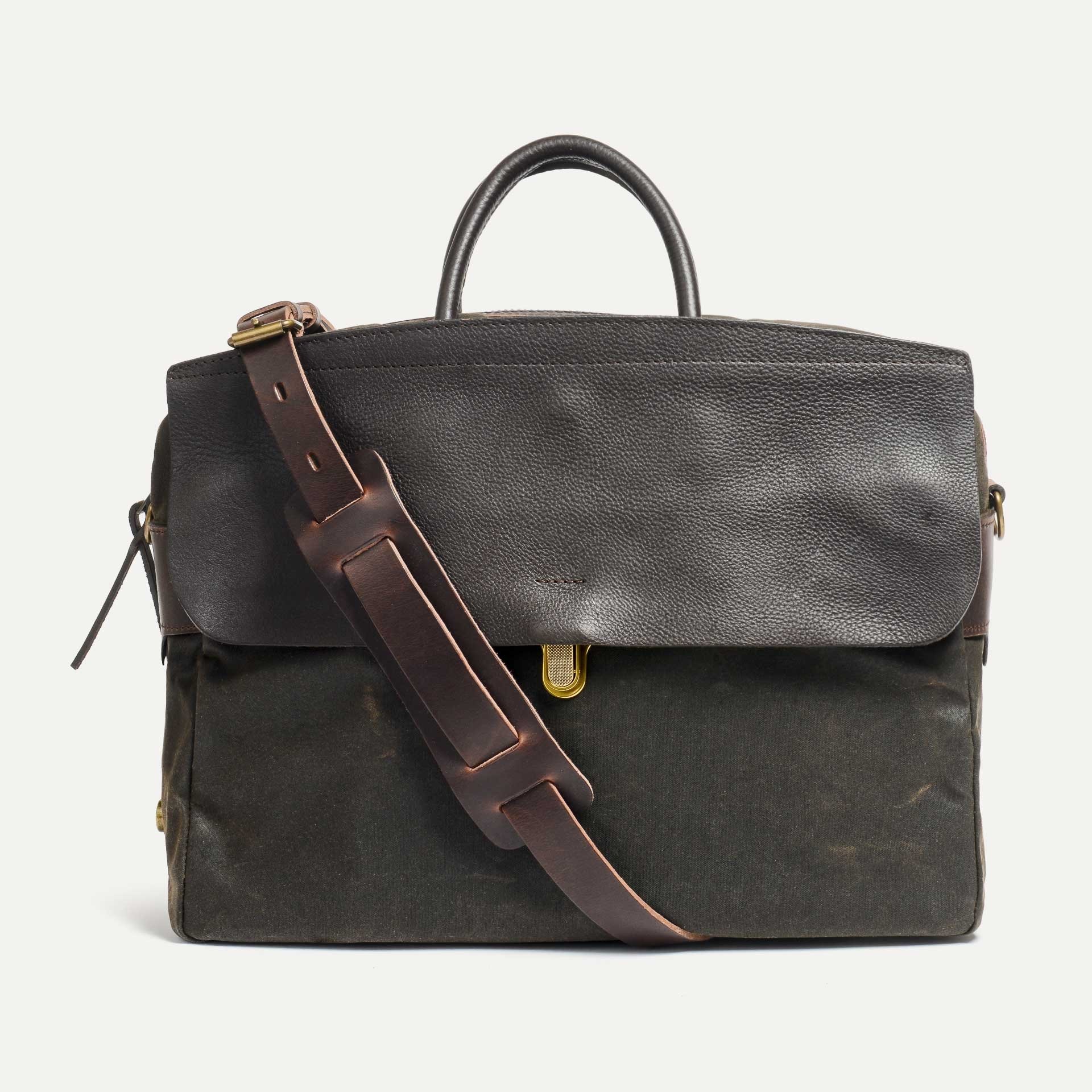 Zeppo Business bag - Dark Khaki Waxed (image n°1)