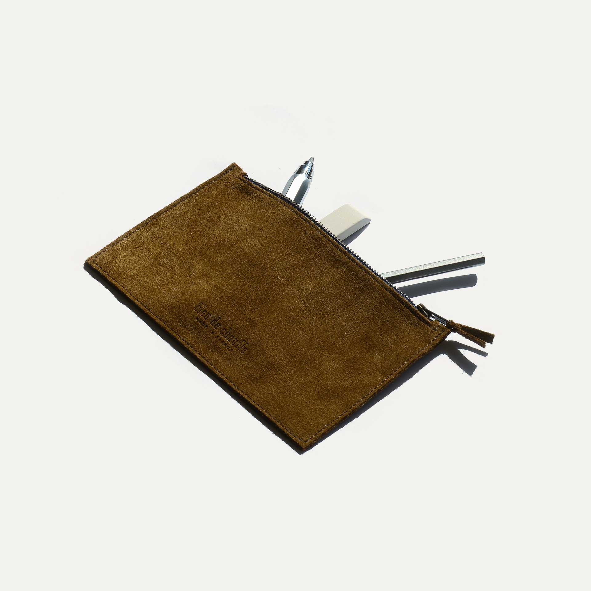Pochette COSMO S / Cuir Velours - Marron Noisette (image n°3)