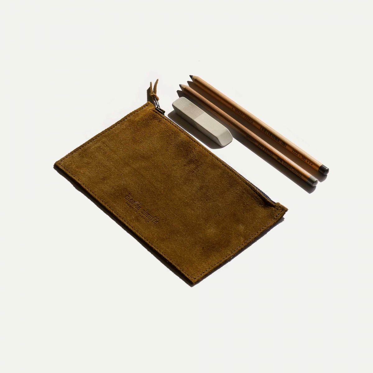 Pochette COSMO S / Cuir Velours - Marron Noisette (image n°2)