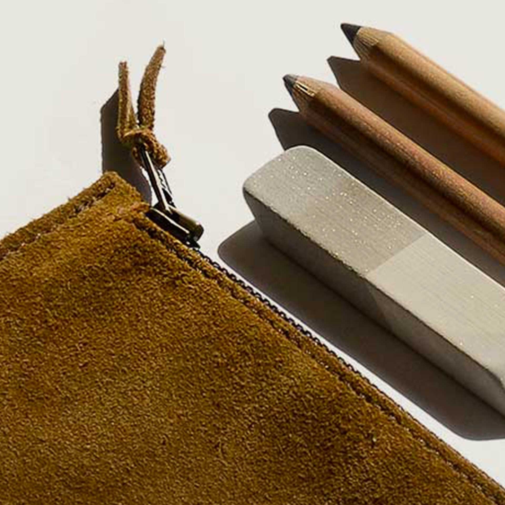 Pochette COSMO S / Cuir Velours - Marron Noisette (image n°4)