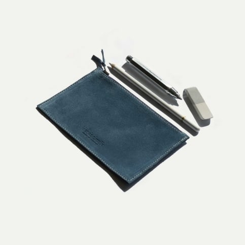 Trousse cuir COSMO S / Cuir Velours - Jeans