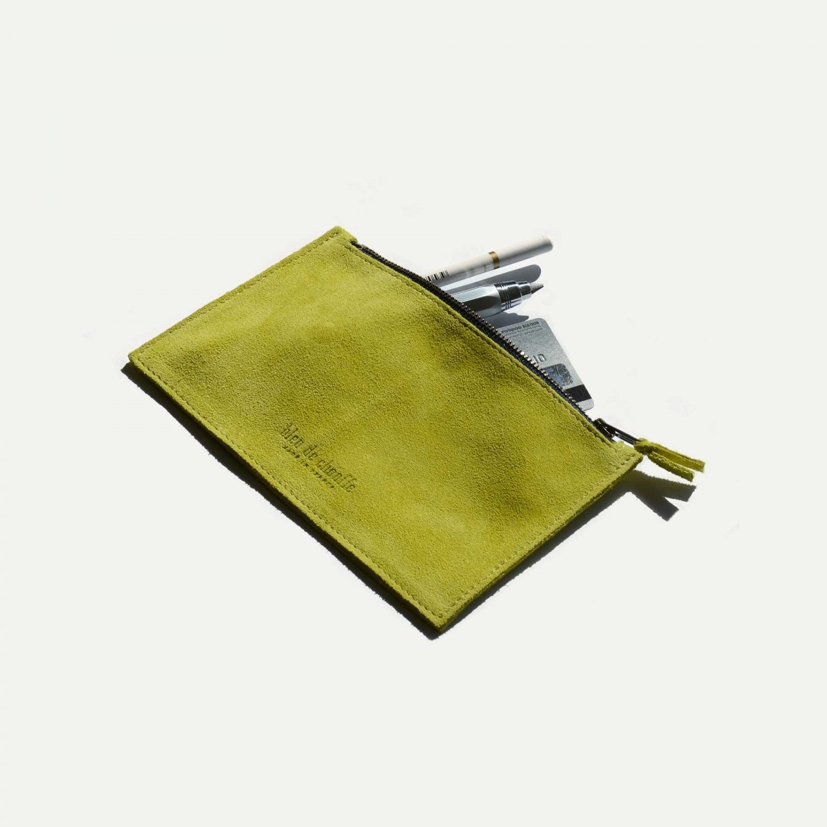 Trousse cuir COSMO S / Cuir Velours - Bergamote (image n°3)