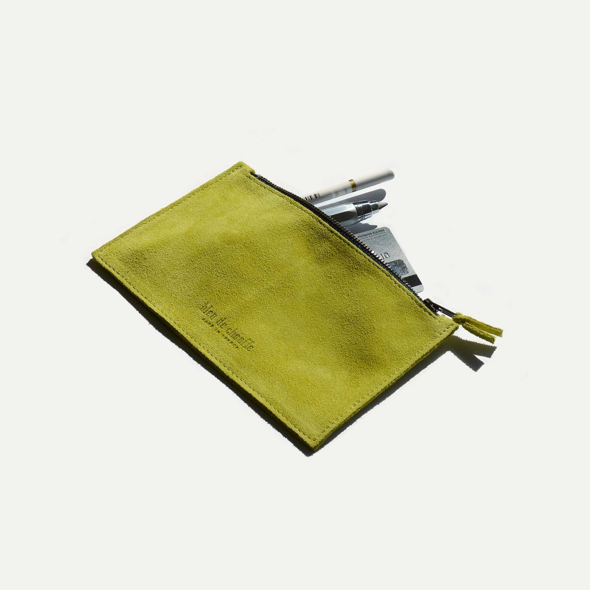 Trousse cuir COSMO S / Cuir Velours - Bergamote (image n°3)