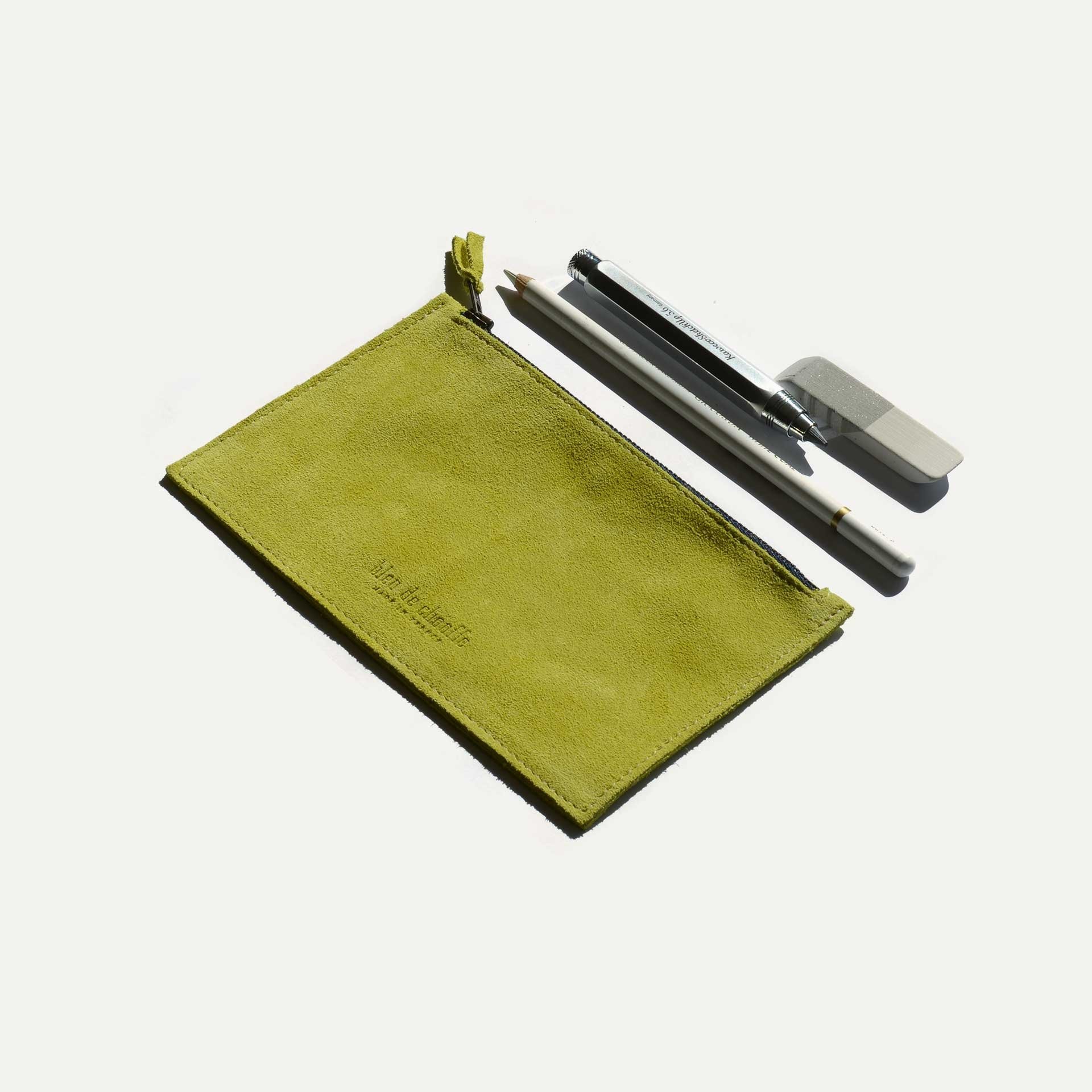 Trousse cuir COSMO S / Cuir Velours - Bergamote (image n°1)