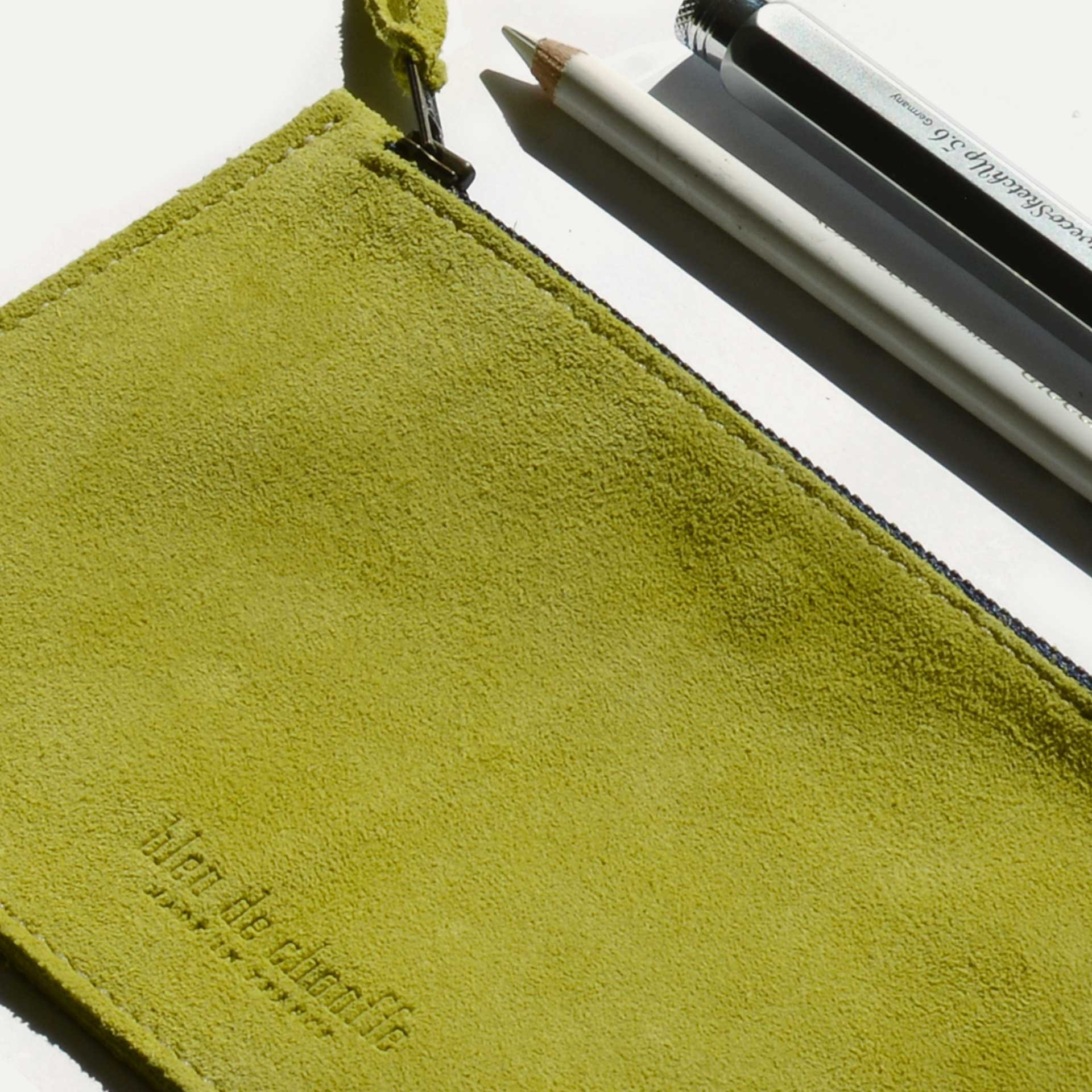 Trousse cuir COSMO S / Cuir Velours - Bergamote (image n°4)